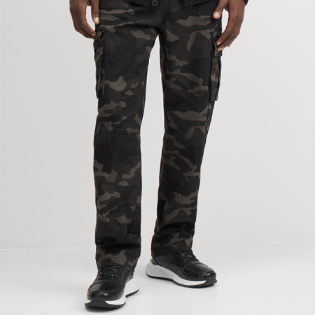 Black Straight Leg Camo Cargo